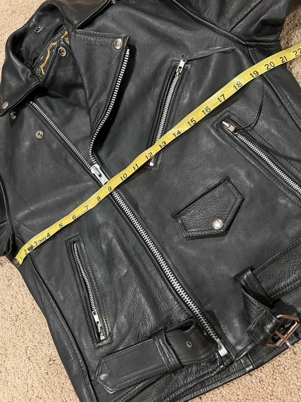 DALLAS Premium 100% Cowhide Leather Classic Black Moto Jacket Silver Hardware - Picture 10 of 14